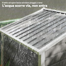 Casetta Box da Giardino Porta Attrezzi 213x120x166-194 cm con Porte Scorrevoli e Lucchetto con Chiavi in Metallo Grigio Scuro  