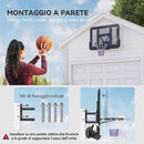 Canestro Basket Esterno a Parete 110x75 cm con Tabellone Infrangibile e Cerchio Ø45 cm in Acciaio Nero      