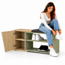 Panca Scarpiera da Ingresso 104x37x47 cm 2 Ripiani Porta Scarpe con Anta e Cuscino in MDF Verde      