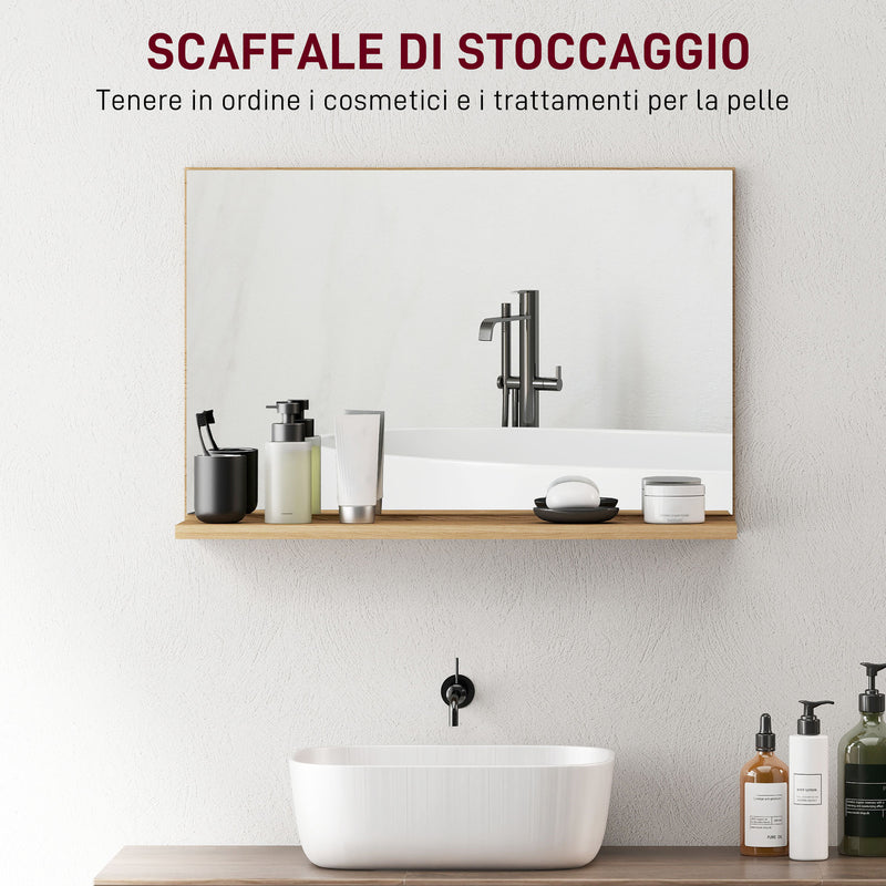 Specchio Bagno da Parete 60x12x40 cm con Mensola in Truciolato Legno   