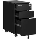 Cassettiera da Ufficio 45x30x60 cm Mobiletto per Documenti con Serratura Asta per Schedario Nero      