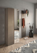 Armadio Guardaroba con Anta a Specchio e Ripiani 70x35x185 cm Frame Bronzo e Mercure