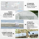 Serra a Tunnel 8x3x2 m con Rivestimento in Plastica e Acciaio Rinforzato Bianco      
