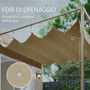 Pergola Addossata 3x3 m con Tetto Retrattile Scorrevole UV30+ e Fori di Drenaggio Beige      