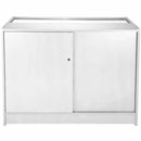Bancone Espositore 120x90x60 cm per Negozio con Vetrina Ripiani in Vetro Bianco Brillante