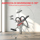 Panca ad Inversione Pieghevole e Regolabile 122x59x130 cm con Cintura di Sicurezza in Acciaio Rosso e Nero      
