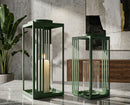 Lanterne Linee Coppia 18,3x18,3x43,5 cm in Metallo e Vetro Verde      