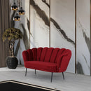 Divano Orel due posti in velluto rosso a conchiglia