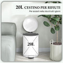 Pattumiera a Pedale 20 Litri 36x30x44,5 cm con Chiusura Silenziosa in Metallo e PP Crema