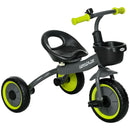 Triciclo per Bambini 70,5x50x58 cm con Seduta Regolabile e Campanello Nero  