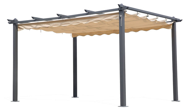 sconto Gazebo a Pergola da Giardino in Alluminio 3x4 mt Telo Retrattile Bauer Panna