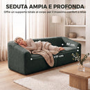 Divano 3 Posti Senza Struttura 225x93x68 cm con Seduta Ampia e Imbottitura Spessa in Ciniglia Verde Scuro      