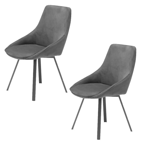 sconto Set 2 sedie Imbottite 51x60x88 cm In Tessuto Suet Asia Grigio Fumo