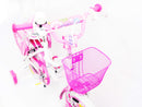Bicicletta per Bambina 12" 2 Freni con Cestino e Borse Laterali Bianca e Rosa