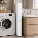 Mobiletto da Bagno Slim Salvaspazio 18x40x135 cm con Ruote e Cassetto in MDF Bianco      
