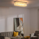 Lampadario Moderno a Gocce in Cristallo 80x25xx20 cm E14 40W Base in Acciaio Argento