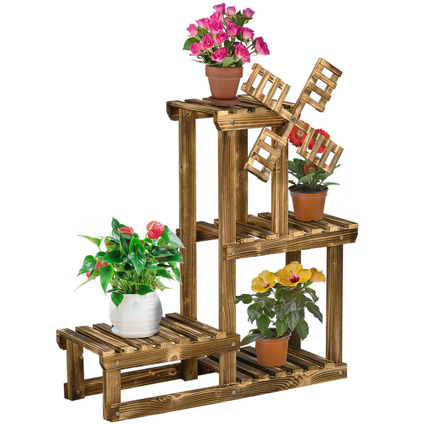online Portapiante Scaffale 4 Ripiani 76x30x90 cm in Legno di Abete Carbonizzato