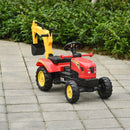 Trattore a Pedale con Escavatore per Bambini 131x42x59 cm  Rosso