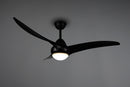 Ventilatore da Soffitto con 3 Pale e Lampada LED SMD Ø145 cm 3 Velocità Nero Opaco
