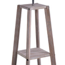 Lampada da Terra in Legno con 3 Ripiani e Paralume in Tessuto 45x45x148 cm  Grigio