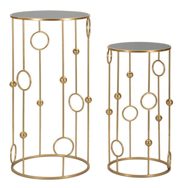 Set 2 Tavolini Cage Ø50 cm e Ø40 cm in Ferro e MDF Oro prezzo