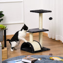 Albero Tiragraffi per Gatti 3 Livelli 40x35x72 cm Piattaforme Arco e Palline in Sisal e Peluche Grigio
