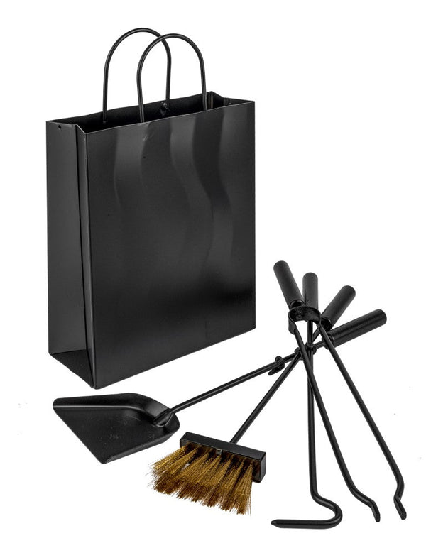 prezzo Set Camino 4 Pezzi H56 in Ferro Verniciato Nero Opaco