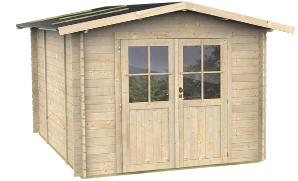 Casetta Box da Giardino per Attrezzi 254x276 cm con Porta Doppia Finestrata in Legno Naturale sconto