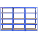 Set 3 Scaffali Senza Bulloni 90x50x180 cm in Acciaio Blu  