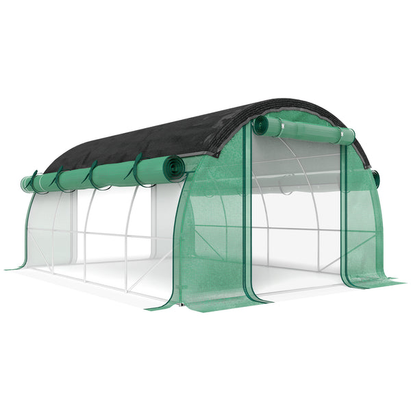 online Serra a Tunnel 4x3 m con Rete Ombreggiante Extra Finestre e Ingresso a Zip in PE e Acciaio Verde