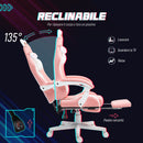 Sedia da Gaming Ergonomica con Orecchie da Gatto Poggiapiedi Retrattile e Schienale Reclinabile 135° Rosa  