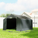 Garage Moto per Esterno Portaoggetti 3x3 m con Porta e Prese d'Aria Avvolgibili in PE Impermeabile Grigio Scuro      
