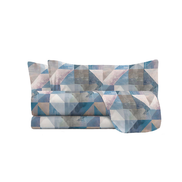 online Set Lenzuola con Stampa Sopra Sotto e Federe Linea River Sepik Blue Varie Misure