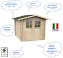 Casetta Box da Giardino per Attrezzi 215x180 cm con Porta Doppia Finestrata in Legno Naturale