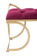 Panca Glam Luxy Bordeaux 103x43x47 cm in Ferro e MDF e Spugna e Poliestere Bordeaux e Oro