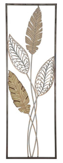Pannello e Legno Foglie 30,5x1,90x91 cm in Ferro e MDF Oro e Argento