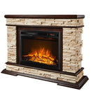 Camino Elettrico da Pavimento 88x118x30,5 cm Effetto Fiamma 1500W Stone & Lorance Noce