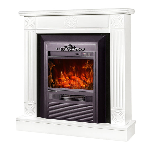 sconto Camino Elettrico da Pavimento 86,5x82x25 cm Effetto Fiamma 2000W Donald & Cristina Bianco/nero