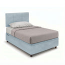 Letto 1 Piazza e Mezza Contenitore Imbottito Microfibra Azzurro Boxmax Testata Square Varie Misure