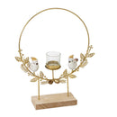 Portacandele metallo uccellini oro cm 35x8xh29
