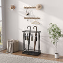 Portaombrelli 50x24x68 cm con Vaschetta per l'Acqua 21 Fori e 24 Ganci in Acciaio Nero   