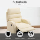 Poltrona Relax Reclinabile con Poggiapiedi in Similpelle Crema 