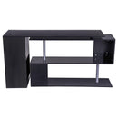 Scrivania Angolare da Ufficio 140x120x78,2 cm con Cassetti e Scaffale Girevole  Nera