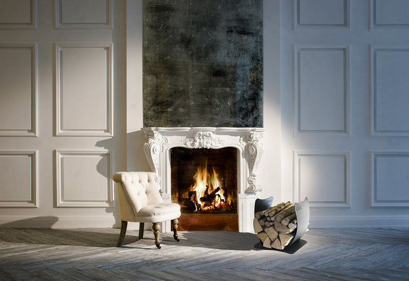 Portalegna per Camino da Interno 400x375x345 cm in Acciaio Crea Onda Nero