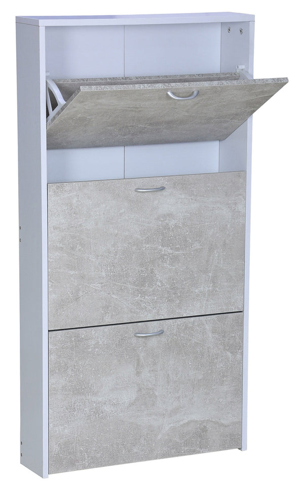 sconto Mobile Scarpiera 3 Ante 60x14,5x116 cm in Legno Truciolare Bianco e Cemento
