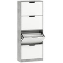 Scarpiera Salvaspazio Moderna 62,5x26x156 cm a 4 Ante per 16 Paia di Scarpe Grigio Cemento      