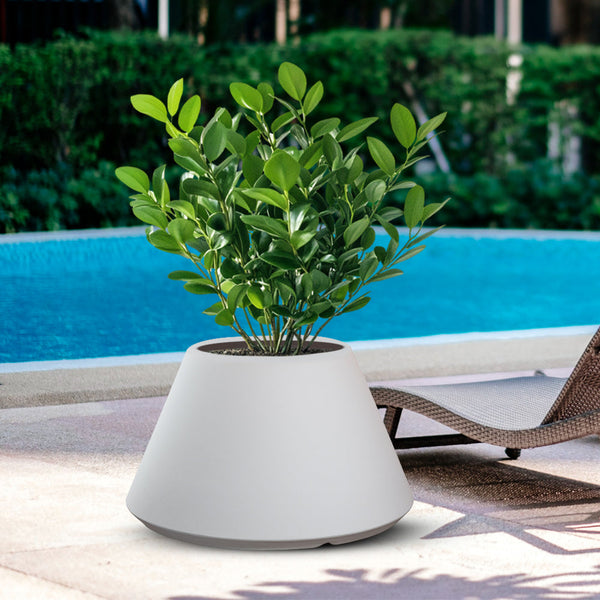 Vaso da Esterno Interno Design Conico Ø60x35 cm Stromboli in Resina Bianco prezzo