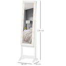 Specchio da Terra Armadio Portagioie Regolabile e Luci LED Bianco 36x30x136 cm 