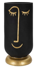 Vaso Tribal 21x45x21 cm in Poliresina Nero/Oro