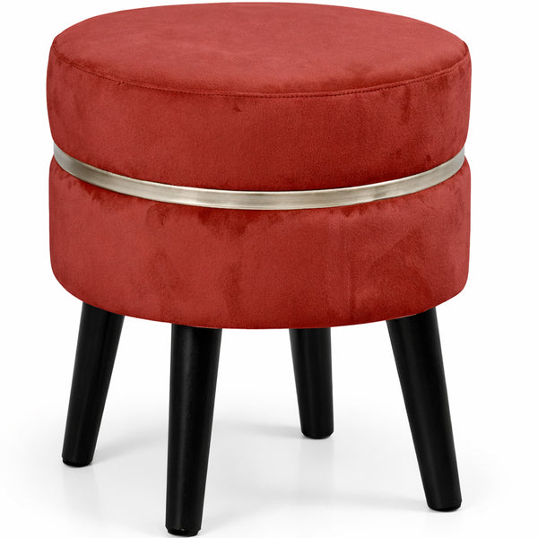 Pouf Sgabello Ø35x40,5 cm Design Moderno Poggiapiedi con Rivestimento in Velluto Bordeaux online